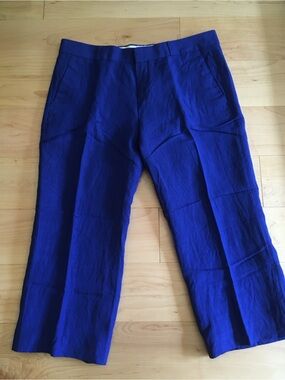 Banana Republic Logan Blue Linen Crop Pants | 6S